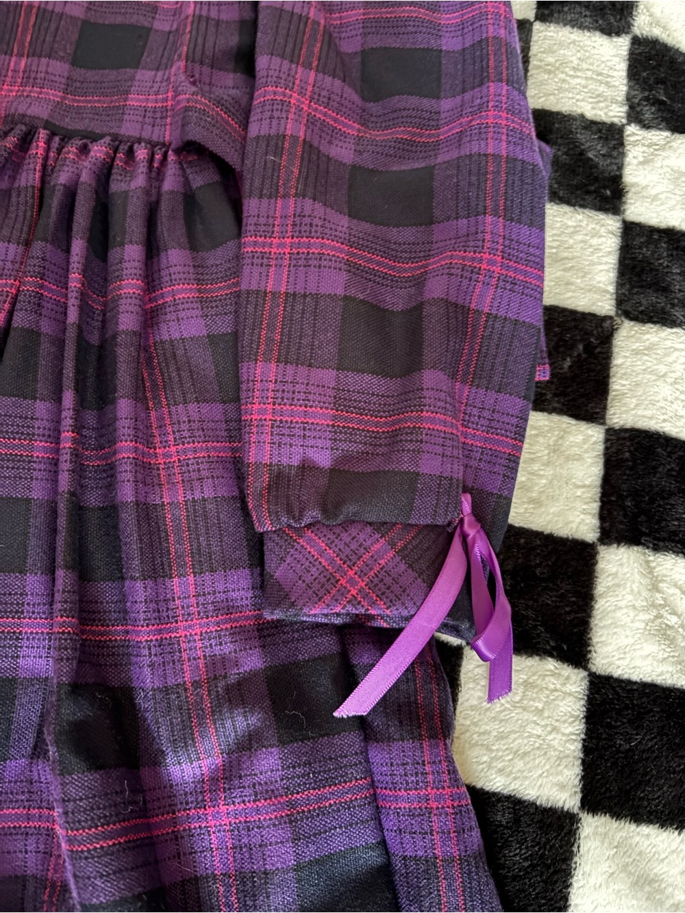 Vintage size 7 girls purple plaid dress - Picture 2 of 5